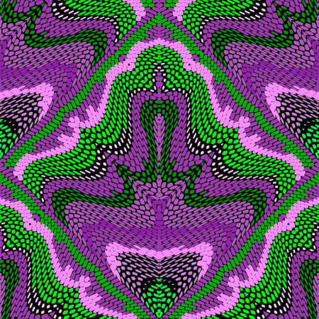 Mosaic waves seamless pattern. Tapestry grunge background. Repeat wavy backdrop. Modern textured...