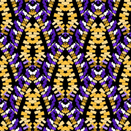 Tribal ethnic style modern seamless pattern. Colorful ornamental zipper background in black yellow...