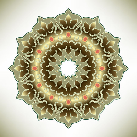 Floral gold 3d mandala pattern. Surface golden flowers ornament. Vector ornamental luxury background. beautiful ornate flower. Decorative vintage style design. patterned 3d texture.のイラスト素材