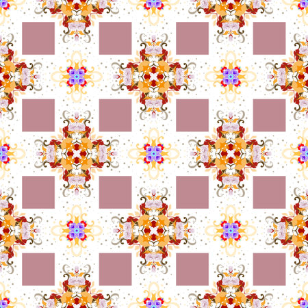 Rose flowers seamless pattern. Ornamental beautiful floral vector background. Colorful vintage...
