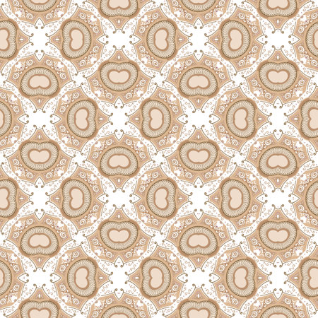 Arabesque floral seamless pattern. Beautiful ornamental background. Elegance repeat vector arabic backdrop. Vintage ornament wirh abstract flowers, swirl lines, shapes. Modern colorful design on whiteのイラスト素材