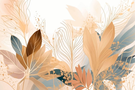 Watercolor abstract botanic tropical pattern with exotic flowers, leaves. Vector dirty leafy beautiful background. floral pattern. Fashion trendy abstract arrangements with tropical colorful plants.のイラスト素材