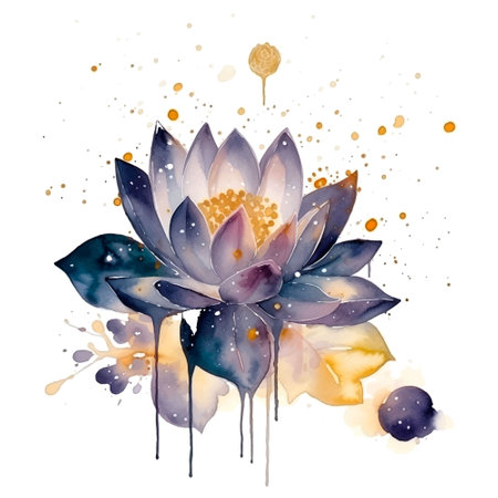 Watercolor beautiful lotus flower pattern. Water lily.Dirty spotty watercolor vector background. Hand drawn paint lotus flower, leaves. Modern artistic decoration. Grunge ornate texture. clip art.のイラスト素材
