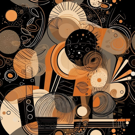 Doodle lines spiral circles abstract shapes modern seamless pattern. Geometric doodles lines...