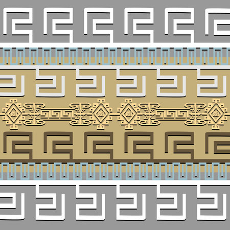 Greek ancient style traditional borders seamless pattern. Greek colorful vector background. Ethnic...
