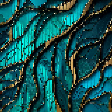 Halftone waves muir mural droplets coastlines stripes textured mosaic pattern. Beautiful ornamental...