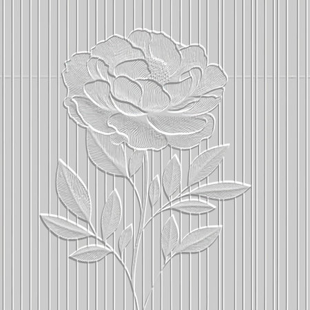 Textured emboss 3d lines flowers striped seamless pattern. Floral embossed white background. Modern vector backdrop. Line art flowers, leaves, stripes. Abstract hand drawn surface plants ornaments.のイラスト素材
