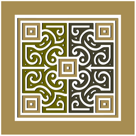 Greek key meanders square trendy pattern. Tile. Element. Ornamental trendy vector background. Decorative greece ancient style golden ornaments. Modern abstract decorative ornate design.のイラスト素材