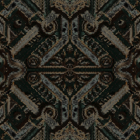 Mosaic pixel art greek ancient style modern seamless pattern. Ornamental vector textured grunge...