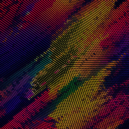 Textured abstract colorful dashed lines pattern. Ornamental grunge vector background. Striped backdrop. Modern hatches ornaments. Embroidery style design. Trendy grungy moire dashed line texture.のイラスト素材
