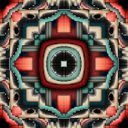 3d Halftone squares digital pixel art geometric abstract seamless pattern. Half tone ornamental...