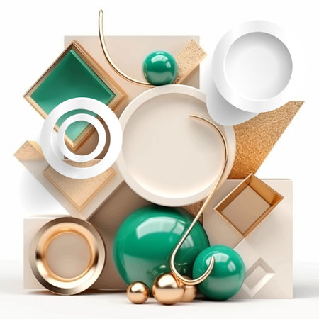 3d Geometric shapes and figures surface pattern composition. Balance. Abstract trendy vector...