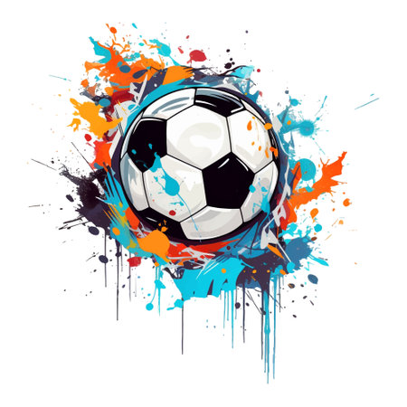 3d graffiti style sports football goal soccer fun abstract pattern background illustration with colorful painted splashes, splatters. Vector bright trendy football soccer design.のイラスト素材