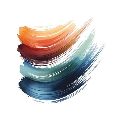 Grunge colorful hand drawn watercolor brush strokes on white background. Decorative beautiful modern isolated design on white background. Grungy textured painted brushstrokes. For prints, design.のイラスト素材