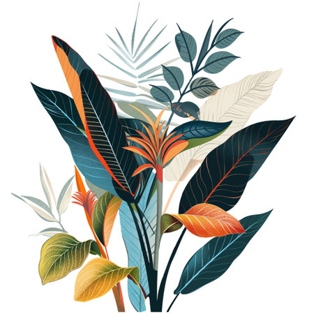 Beautiful tropical botanical pattern with exotic blossom flowers, leaves. Vector background with floral composition. Hand drawn paint flowers, leaves. Modern artistic decorative design on white.のイラスト素材