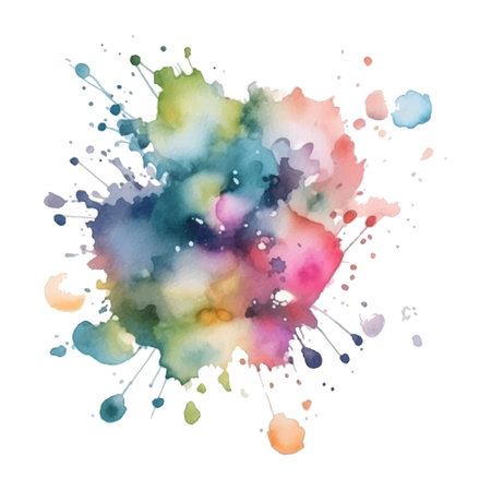 Hand drawn colorful watercolor splashes, brush strokes on white background. Vector textured liquid splatters, spots with drips, drops. Grunge texture.のイラスト素材