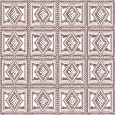 3d textured geometric checkered seamless pattern with squares, rhombus. Vector elegant geometrical...