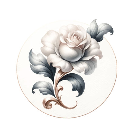 Watercolor beautiful vintage 3d rose flower pattern with frame. Pastel watercolor vector background. Hand drawn painted flower, leaves, swirls. Modern artistic abstract ornament with liquid splashes.のイラスト素材