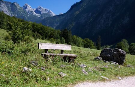 Benches in the bavarian alps, near Berchtesgadenの写真素材