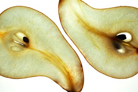 Sliced Pear isolated on white studio shotの写真素材