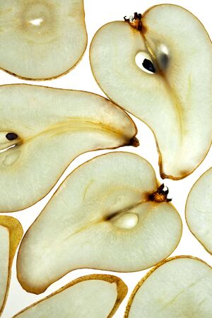 Sliced Pear isolated on white studio shot