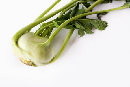 Fresh Kohlrabi isolated on white studio shotの写真素材
