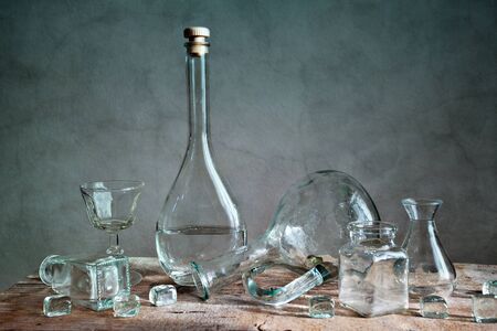 Still Life with differently shaped glass bottlesの写真素材