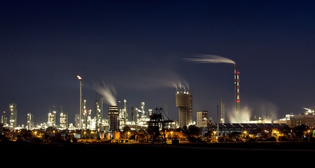 Chemical Factory in Ludwigshafen Germany at night