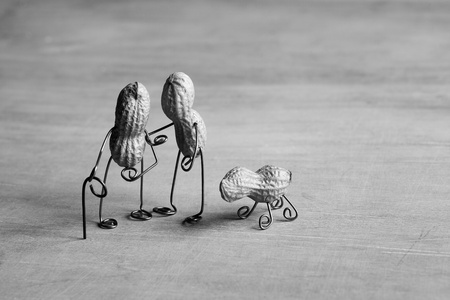 Miniature with old couple walking togetherの写真素材