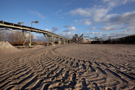 Open pit mining and processing plant for crushed stone, sand and gravel to be used in the roads and construction industryの写真素材
