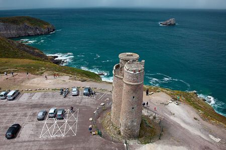 Landscape of Cap Frehel in Brittany France in Summer with the Lighthouseのeditorial素材
