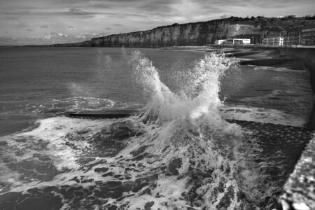 FECAMP, FRANCE - APRIL 8, 2015: Town and Ships in Port at Fecamp Normandy France on October 2 2012のeditorial素材