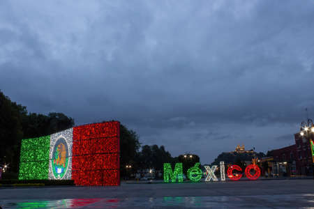 Cholula decorated with motifs of the September 15 celebrationのeditorial素材