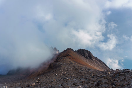 a panoramic view of Pico de Orizaba volcano in Mexicoの写真素材