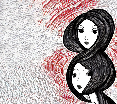 girl with long black hairsの写真素材