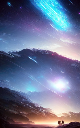 Space scene with planets and nebula.3D Illustration