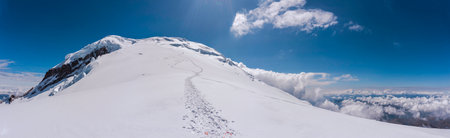 panoramic view of the top of the cayambe volcano in ecuador