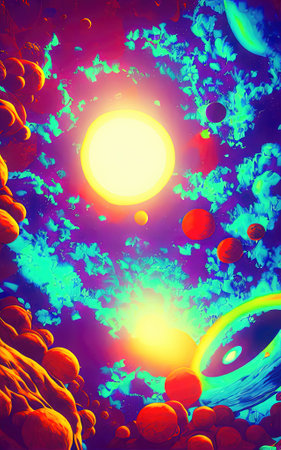 Space digital artwork. Surreal fantasy cosmos3D Illustration