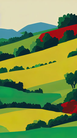 Mountain flat panorama of spring summer beautiful nature an green grasslands.