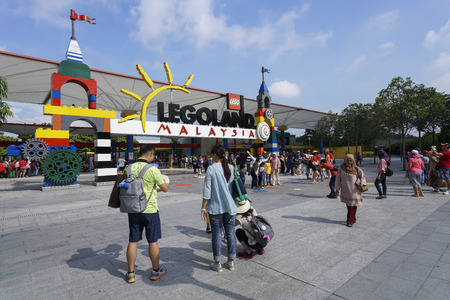 JOHOR, MALAYSIA - JUNE 2017: Tourists gather at the entrance of Legoland Malaysia to take photo. Legoland Malaysia is Malaysia's first international theme park that has opened in Iskandar Puteri, Johor, Malaysia on 15 September 2012 with over 40 interactiのeditorial素材
