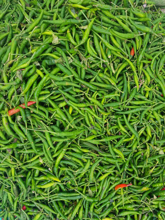 Green chillies are used in asian cookingの素材