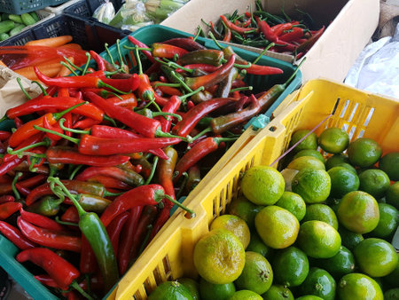 Various type of vegetables sell at marketの素材