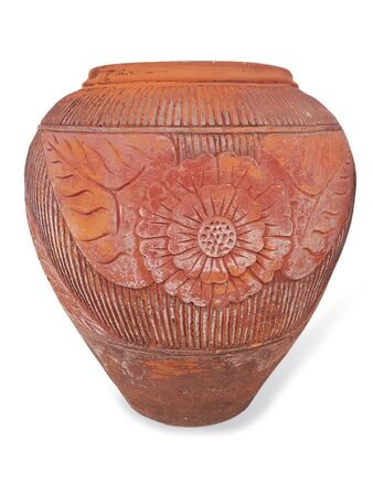 Vintage ancient jar isolated on white backgroundの写真素材