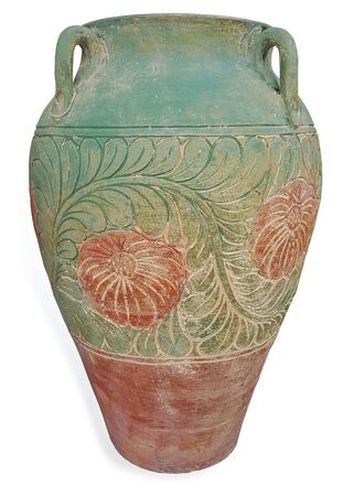 Vintage ancient jar isolated on white backgroundの写真素材