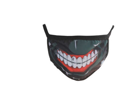 Fashion black protective face mask, virus protection mask isolated on white backgroundの写真素材