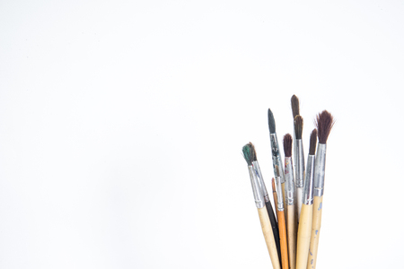 Paint brushes on white background.の写真素材