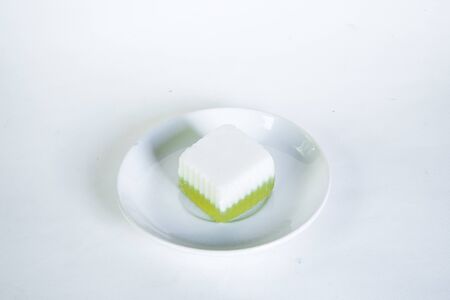 Thai dessert, thai coconut jelly on whit background.の写真素材