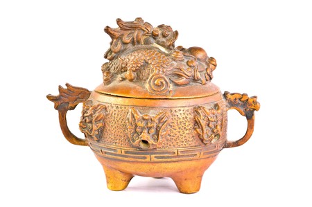 Old Brass Dragon Incense burnerの写真素材