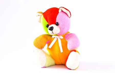 Colorful Teddy Bear on White Backgroundの写真素材