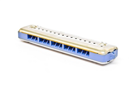 Harmonica or Mouth Organ on white backgroundの写真素材